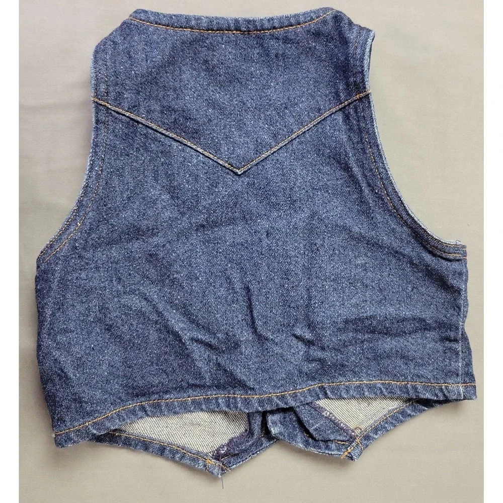 Vintage OshKosh Bgosh Denim Vest 3T Made in USA Dark Wash Western Blue